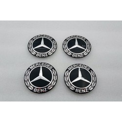 Chapas de centro de rueda Mercedes-Benz negras 56mm