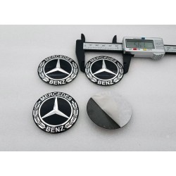 Chapas de centro de rueda Mercedes-Benz negras 56mm