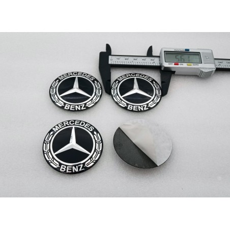 Chapas de centro de rueda Mercedes-Benz negras 56mm