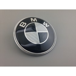 Emblema capot bmw negro y plata carbono 82mm