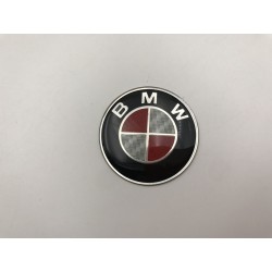 EMBLEMA VOLANTE BMW Blanco y Rojo Carbono 45 mm